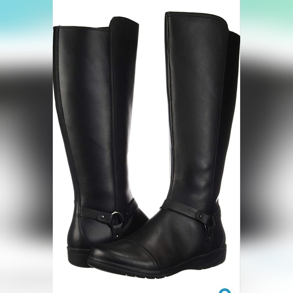 EUC Tall Black Leather Boots - size 8